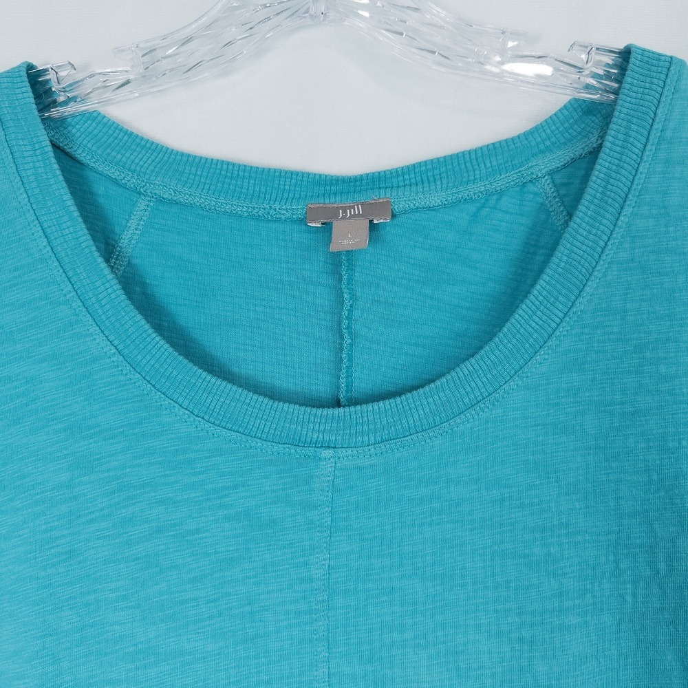 J Jill Cotton Slub Knit Ribbed T Shirt Dress Large Casual Coastal Beach Lounge - Picture 5 of 12